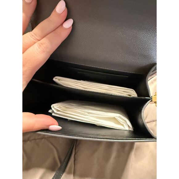 YSL Saint Laurent Grey Grain Leather Cassandra Mini Top Handle Bag - Picture 7 of 12